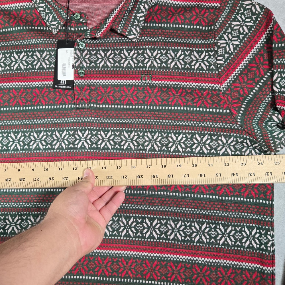 Travis Mathew Mens XXL LS Polo Shirt Red Green Fair Isle Holiday Christmas - Picture 6 of 11